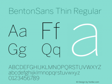 BentonSans Thin Regular Version 1.0 Font Sample