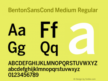 BentonSansCond Medium Regular Version 1.0 Font Sample