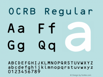 OCRB Regular Version 2 Font Sample
