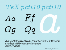 TeX pcti10 pcti10 Version 001.001 Font Sample