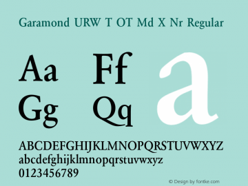 Garamond URW T OT Md X Nr Regular OTF 1.001;PS 1.05;Core 1.0.29;makeotf.lib1.4.0 Font Sample