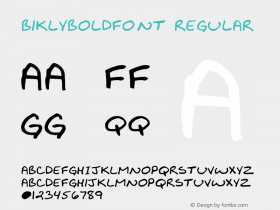 BiklyBoldFont Regular Converted from c:\true8\BIKLYBLD.TF1 by ALLTYPE Font Sample