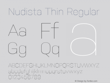 Nudista Thin Regular Version 001.000 Font Sample