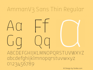 AmmanV3 Sans Thin Regular Version 1.001 Font Sample