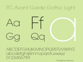 ITC Avant Garde Gothic Light Version 001.000图片样张