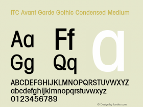 ITC Avant Garde Gothic Condensed Medium Version 001.001图片样张