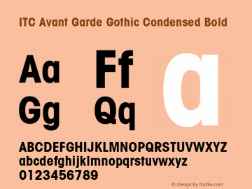 ITC Avant Garde Gothic Condensed Bold Version 001.001 Font Sample
