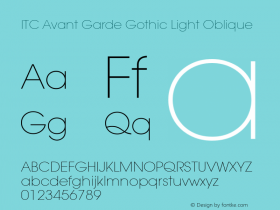 ITC Avant Garde Gothic Light Oblique Version 001.000图片样张