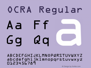 OCRA Regular Version 2 Font Sample