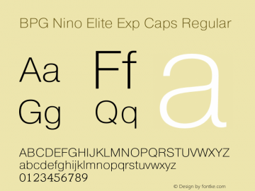 BPG Nino Elite Exp Caps Regular Version 3.005 2008 Font Sample