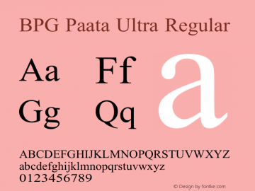 BPG Paata Ultra Regular Version 2.005 2008 Font Sample