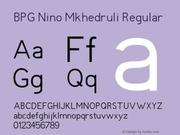 BPG Nino Mkhedruli Regular Version 2.001 2007 Font Sample