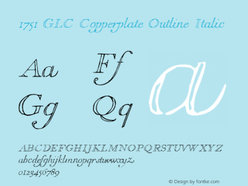 1751 GLC Copperplate Outline Italic Version 1.000图片样张