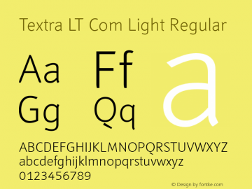 Textra LT Com Light Regular Version 3.00 Font Sample