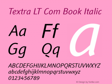 Textra LT Com Book Italic Version 3.00图片样张