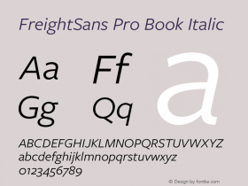 FreightSans Pro Book Italic Version 3.000 Font Sample