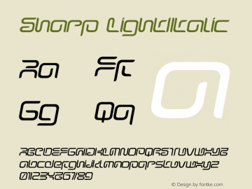 Sharp LightItalic Version 001.000 Font Sample