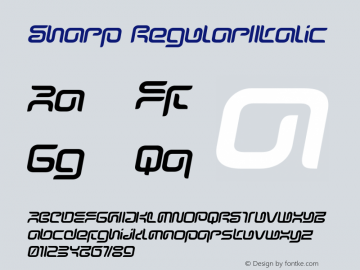 Sharp RegularItalic Version 001.000 Font Sample