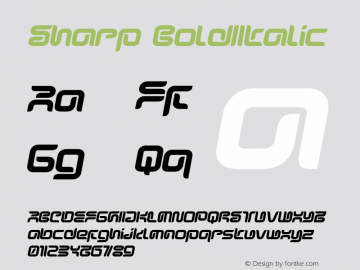 Sharp BoldItalic Version 001.000 Font Sample