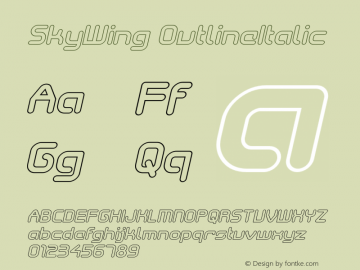 SkyWing OutlineItalic Version 001.000 Font Sample