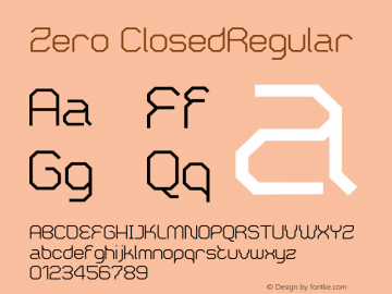 Zero ClosedRegular Version 001.000 Font Sample