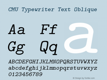 CMU Typewriter Text Oblique Version 0.7.0 Font Sample