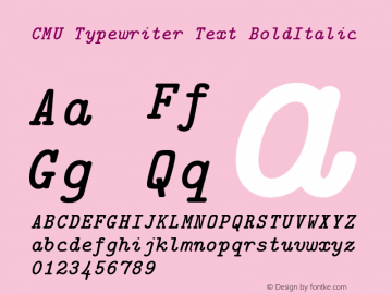 CMU Typewriter Text BoldItalic Version 0.7.0 Font Sample