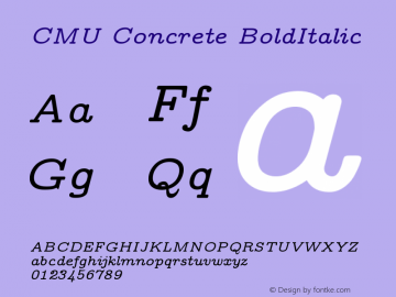 CMU Concrete BoldItalic Version 0.7.0 Font Sample