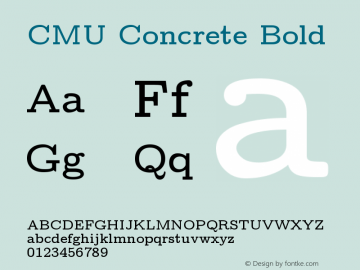 CMU Concrete Bold Version 0.7.0 Font Sample