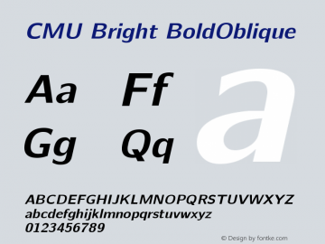 CMU Bright BoldOblique Version 0.7.0 Font Sample