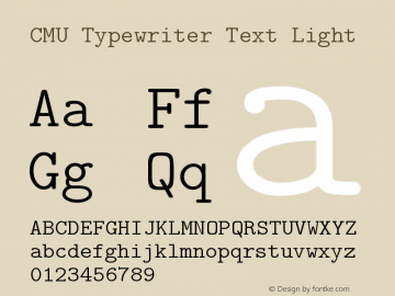 CMU Typewriter Text Light Version 0.7.0 Font Sample