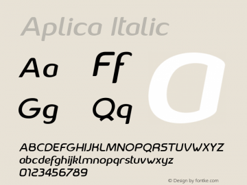 Aplica Italic Version 1.00 - 2009, initial release图片样张