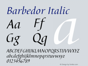 Barbedor Italic Version 1.0 08-10-2002图片样张