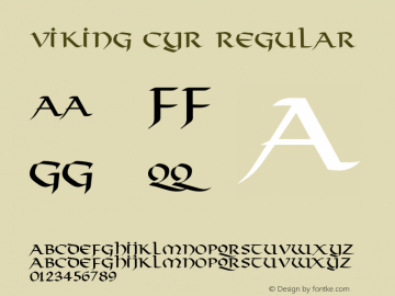 Viking Cyr Regular Unknown Font Sample