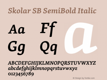 Skolar SB SemiBold Italic Version 1.001 Font Sample
