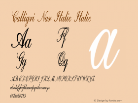 Calligri Nar Italic Italic Version 1.000 Font Sample