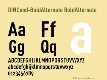 DINCond-BoldAlternate BoldAlternate Version 004.301 Font Sample