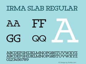 Irma Slab Regular Version 1.0; 2009 Font Sample