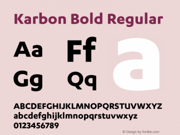 Karbon Bold Regular Version 1.0 Font Sample
