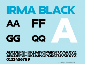 Irma Black Version 1.0; 2009 Font Sample