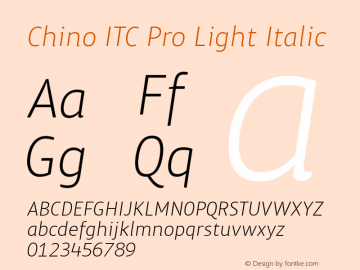 Chino ITC Pro Light Italic Version 1.000 Font Sample