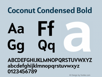 Coconut Condensed Bold Version 1.001 Font Sample