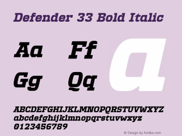 Defender 33 Bold Italic Version 001.000图片样张