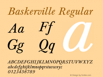 Baskerville Regular Converted from U:\HOME\PEARCE\AT\TTFONTS\ST000006.TF1 by ALLTYPE图片样张