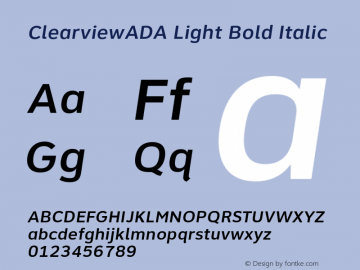ClearviewADA Light Bold Italic Version 4.000图片样张