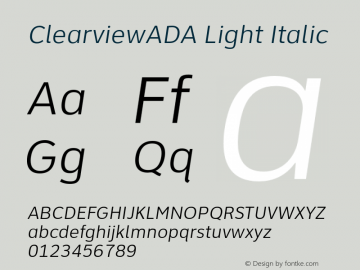 ClearviewADA Light Italic Version 4.000图片样张
