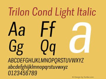 Trilon Cond Light Italic Version 1.003图片样张