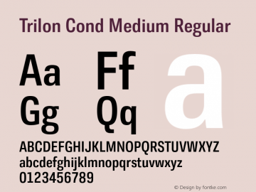 Trilon Cond Medium Regular Version 1.003 Font Sample