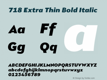 718 Extra Thin Bold Italic Version 1.000图片样张