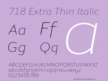 718 Extra Thin Italic Version 1.000图片样张